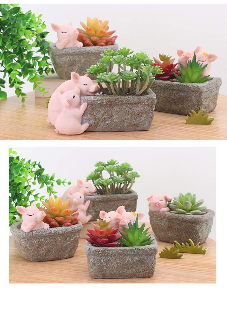 Ceramic Succulent Planter - Cute Couple Pig Flower Pot for Home & Office Desk Decor | Perfect for Indoor Plants, Wedding Gifts & Feng Shui Decorations