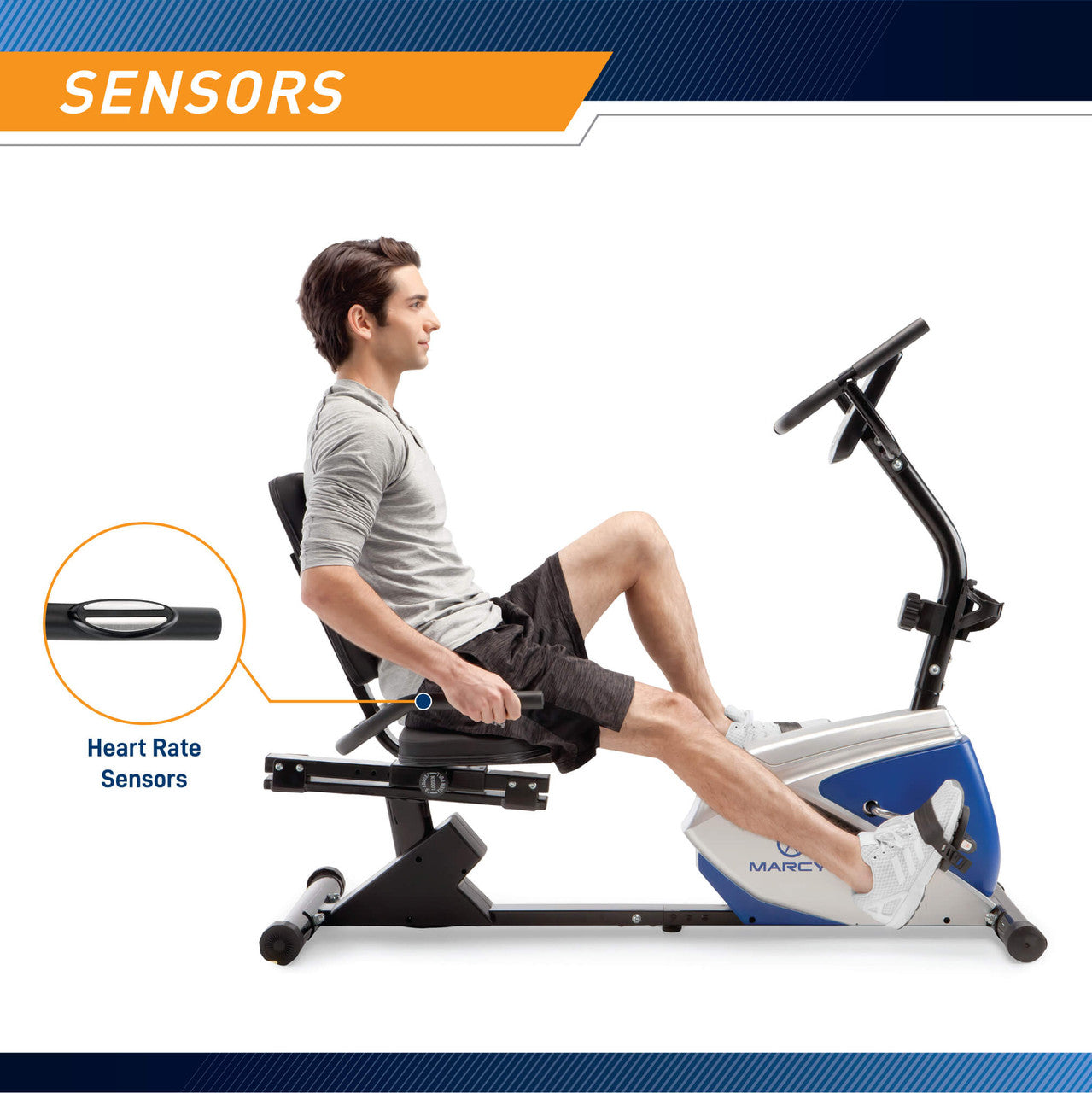 Marcy ME 1019R Magnetic Recumbent Exercise Bike for Home Gym - Low Impact Cardio Workout for Seniors & Physical Therapy - Compact Indoor Cycling Equipment for Small Spaces