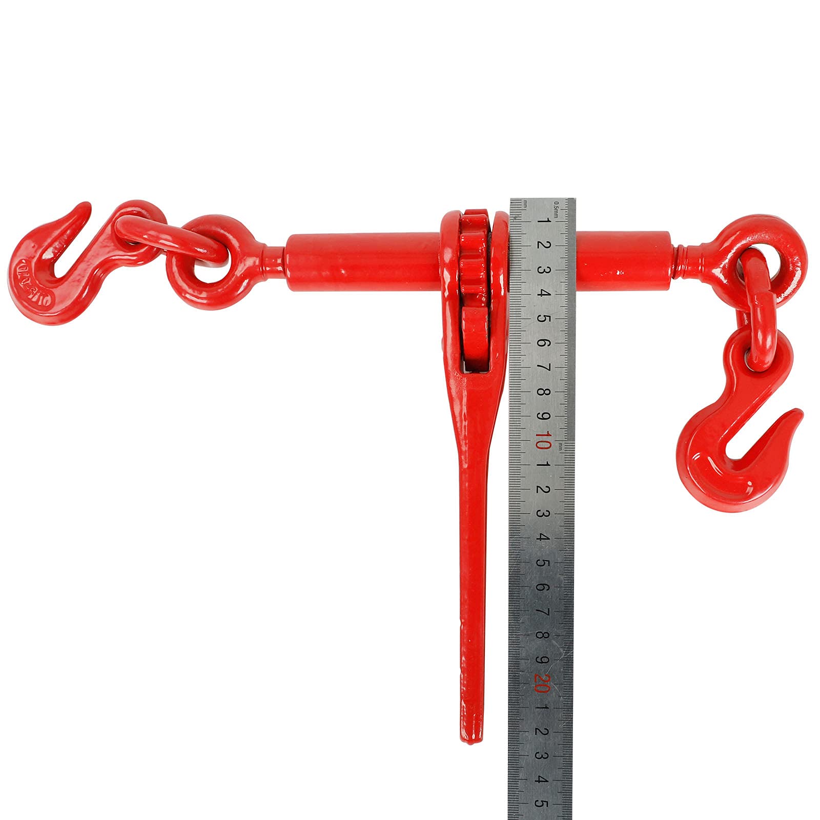 Heavy Duty Ratchet Lever Load Binder 1/4-5/16'' (6mm-8mm) - Commercial Grade Chain Binder for Cargo Flatbed Trailers - 7800 MBS, 2200 LBS Working Load Limit - Red (2 Pack) - Perfect for Securing Heavy Loads on Trucks & Trailers