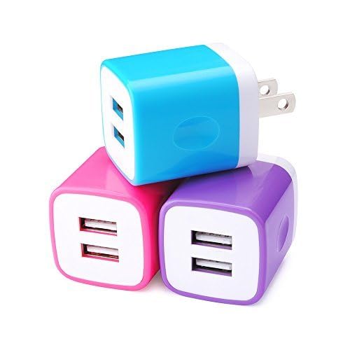 Sicodo 3-Pack USB Wall Charger Block - Dual Port Fast Charging Cube Power Adapter for iPhone 16/15/14/13/12/SE/X/8, Samsung Galaxy S24/S23/S22/S21, LG, Moto - Perfect for Home, Office & Travel Charging