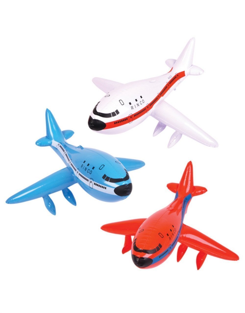 12 Pack 24 Inch Inflatable Airplane Toys - Jumbo Jet & 747 Party Decorations for Kids Birthday, Pool Party Favors, Outdoor Summer Fun | Great for Themed Parties, Backyard Games & Travel Adventures