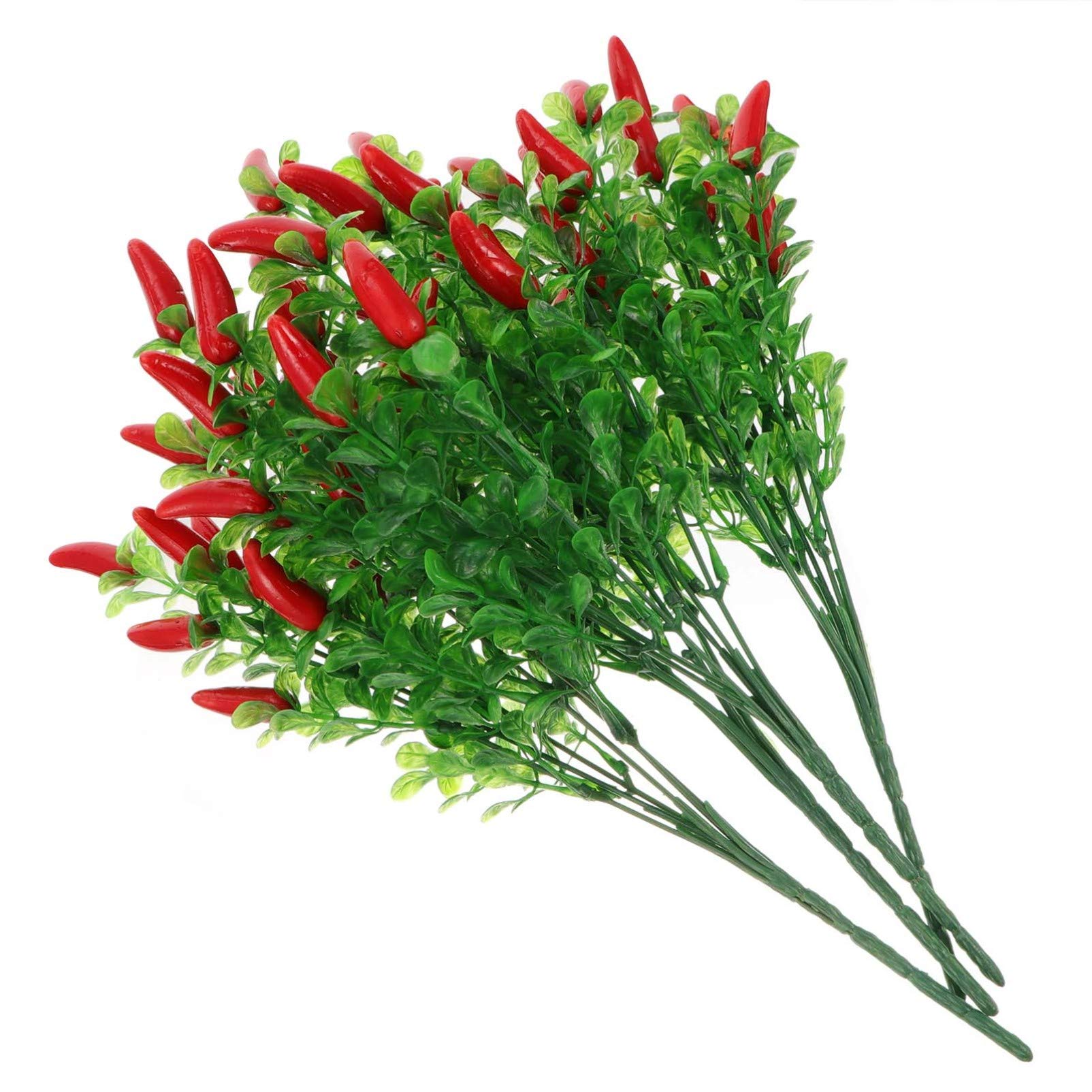 KUNOVO 4pcs Artificial Pepper Bouquet - Durable Fake Chili Decor, Realistic Simulation Fruits Pepper Bunch, Plastic Fake Plants for Home, Office, Wedding, Party Decoration (Assorted Colors) - Perfect for Table Centerpieces, Kitchen Decor, and Festive Events
