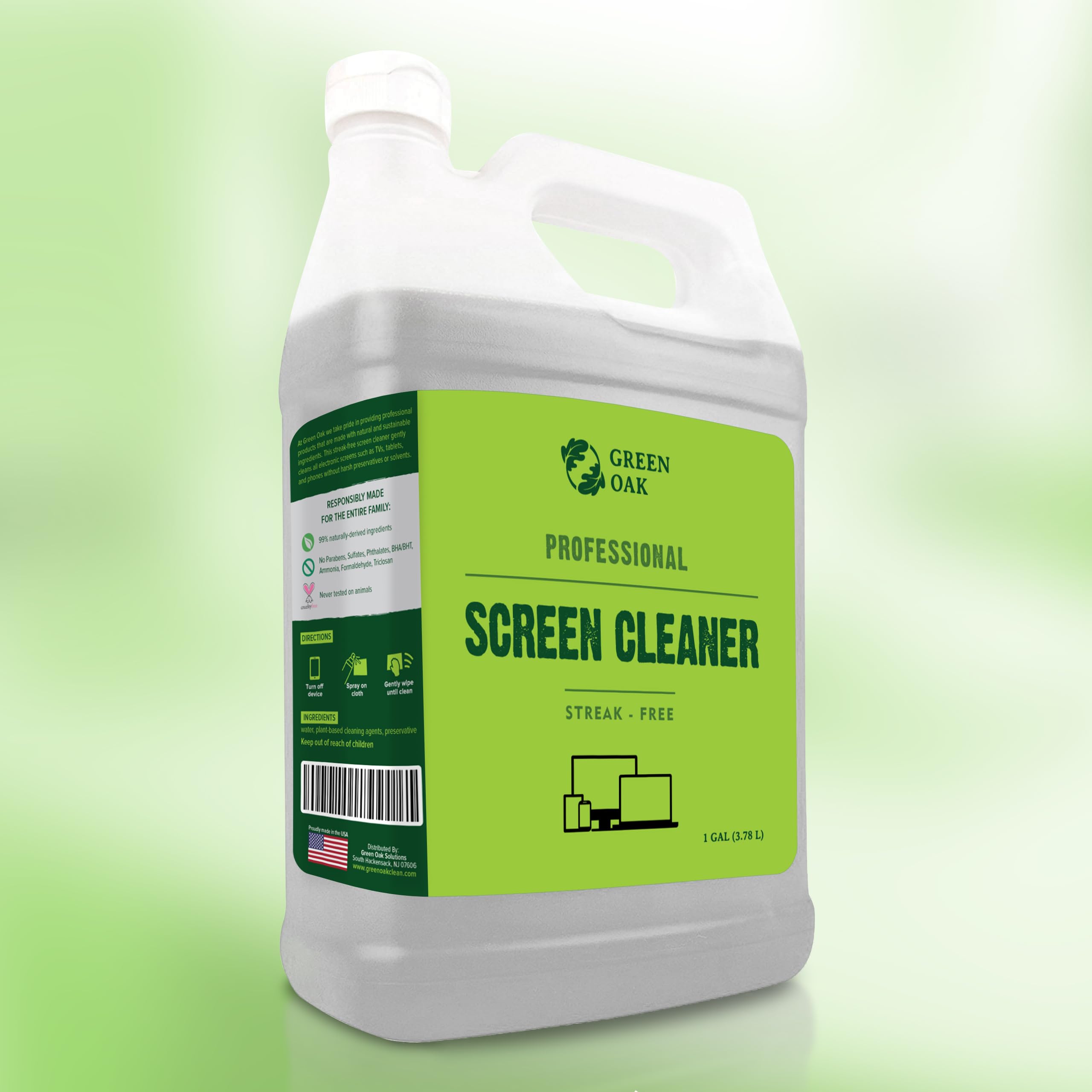 Green Oak Professional Screen Cleaner Spray Refill (1 Gallon) - Safe for LCD, LED TV, Tablet, Computer Monitor & Phone - Removes Fingerprints, Dust & Oil - Ideal for Home, Office & Electronics Cleaning