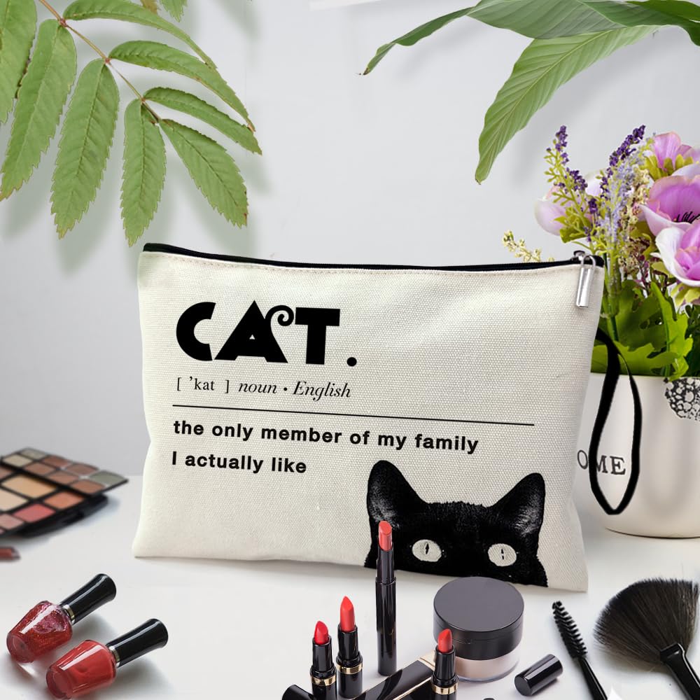 Funny Cat Lovers Makeup Bag for Women - Cute Zippered Cosmetic Travel Toiletry Pouch - Perfect Gift for Cat Moms, Daughters, Sisters & Friends - Great for Travel, Gym & Everyday Use
