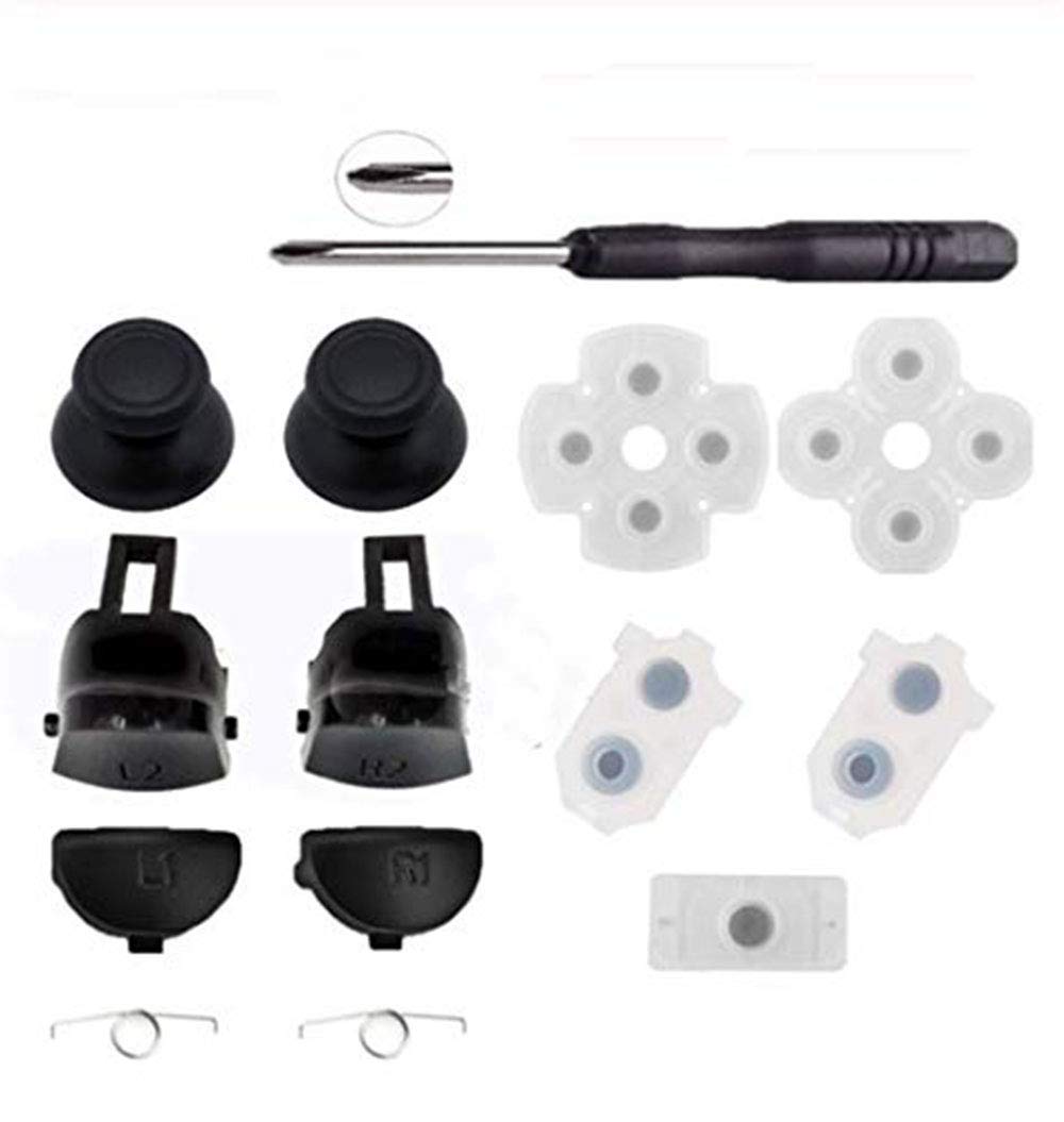 PS4 Controller Repair Parts - Trigger Buttons, Thumb Stick Grips Cover & Conductive Rubber Buttons for PS4/PS4 Slim/PS4 Pro (JDS-040) | Gaming Accessories for Enhanced Controller Performance