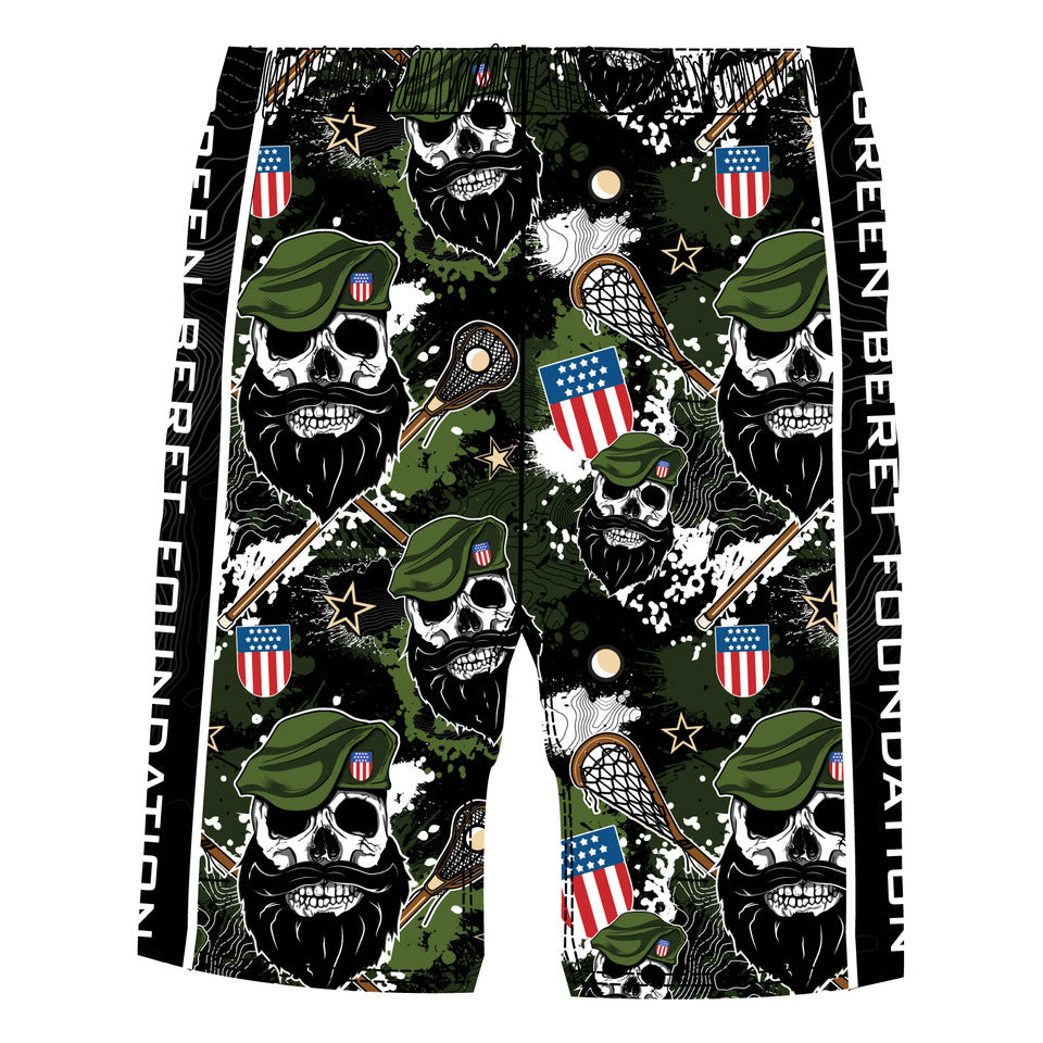 Boys & Men's Green Beret Bearded Bastards Lax Shorts - Comfortable Athletic Shorts for Casual Wear, Sports & Outdoor Activities