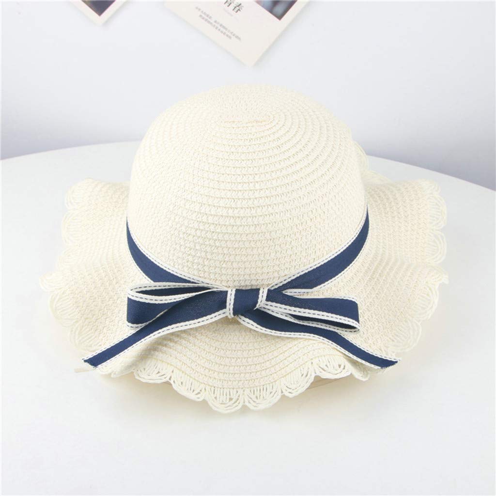 Kids' Wide Brim Straw Bucket Hats with Bow - SPF 50+ UV Sun Protection for Girls 2-8 Years | Summer Travel, Beach, Outdoor Play & Sun Safety Accessories