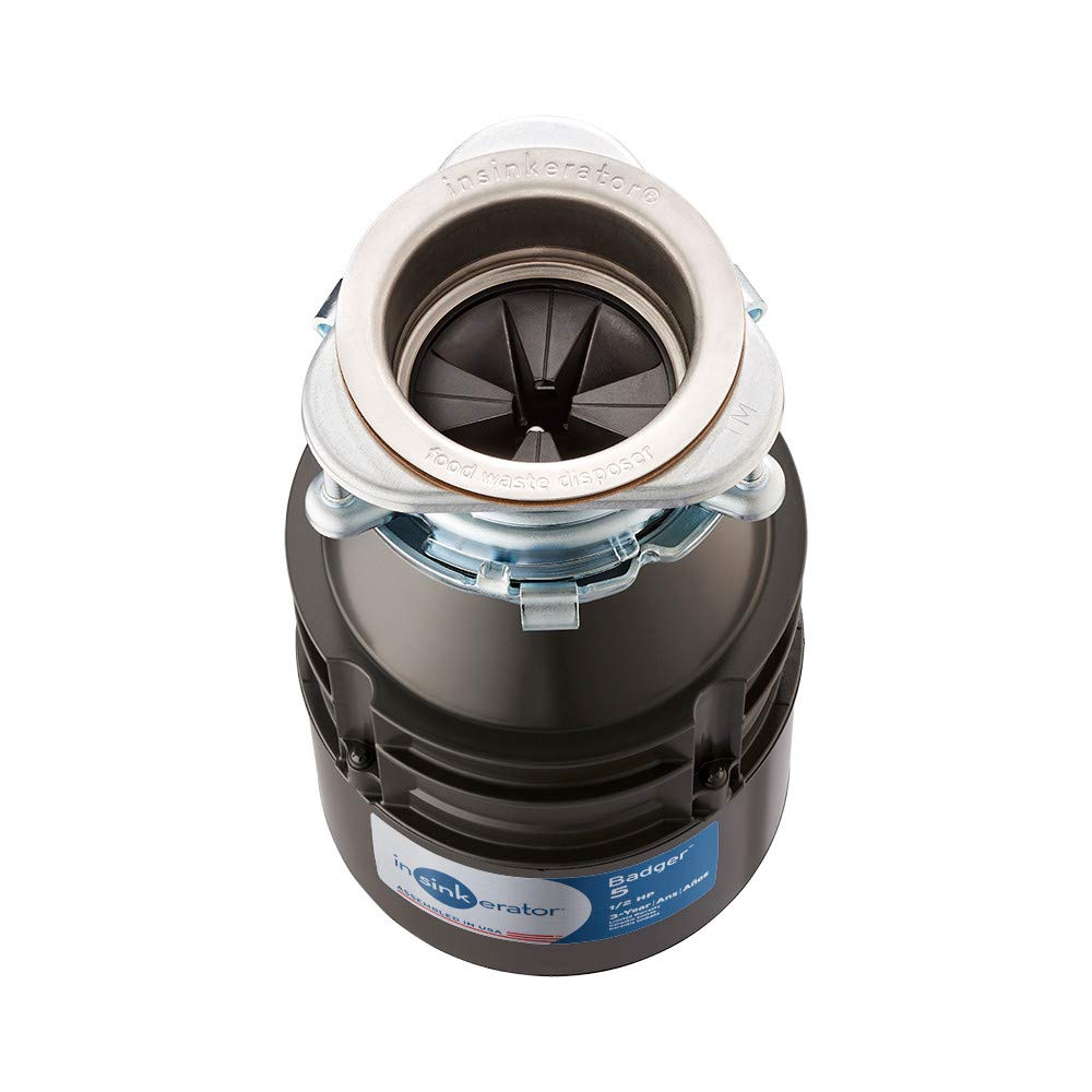 InSinkErator Badger 5 1/2 HP Continuous Feed Garbage Disposal - Food Waste Disposer with Standard Series, Black (Set of 1) + InSinkErator DWC-00 Plumbing Kit - Perfect for Kitchen Sink Waste Management & Easy Installation