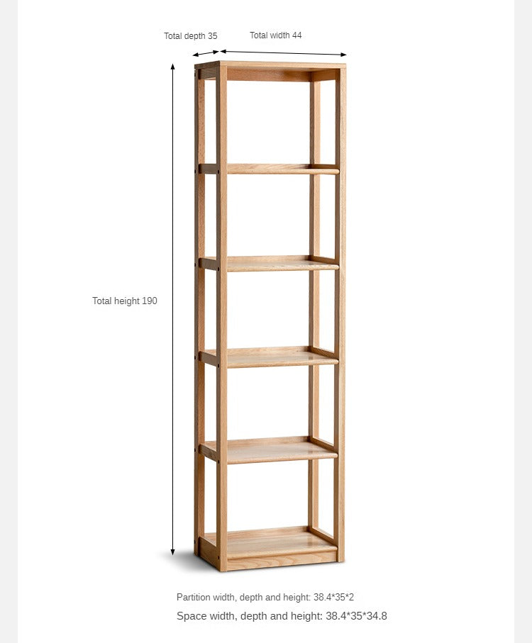 Solid Oak Wood 5-Tier Bookshelf - Sturdy Multi-Layer Bookcase for Home Office, Living Room & Library Storage