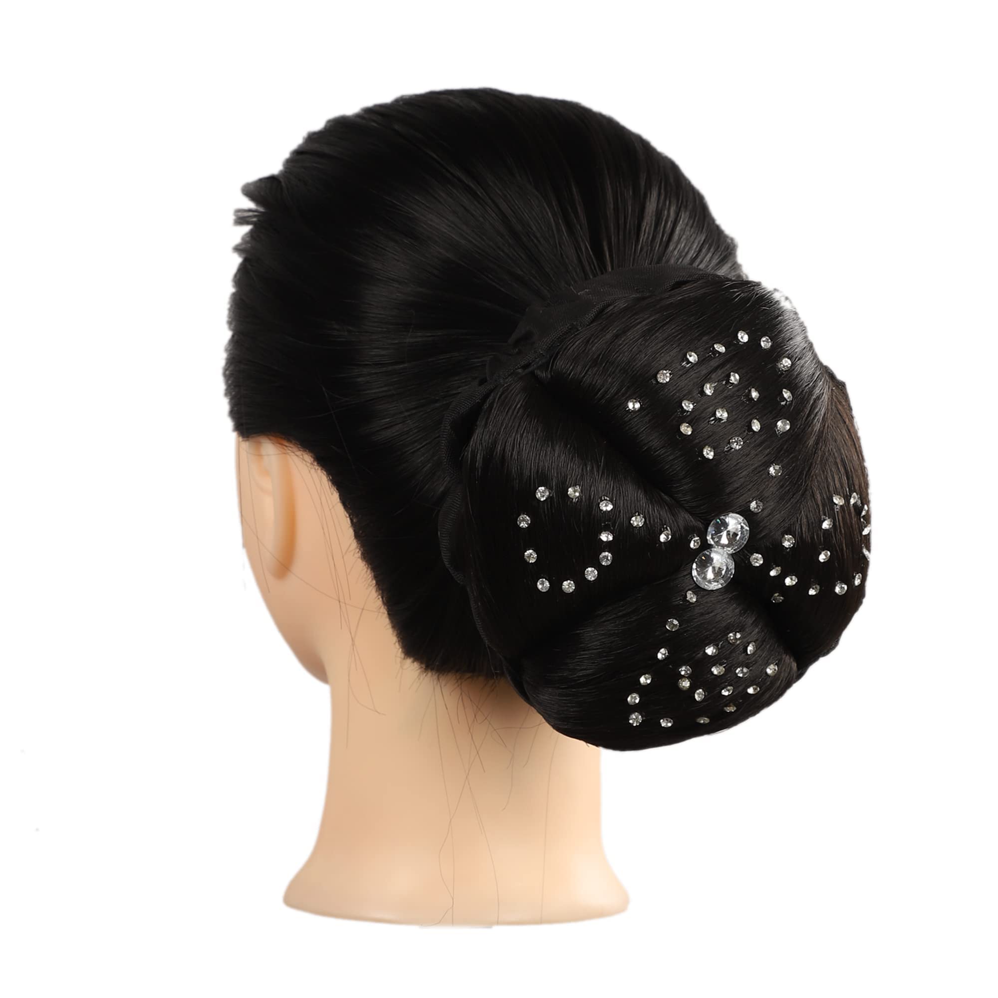 Neaama Stone Juda Hair Bun for Women - Black Hair Styling Accessory for Parties & Weddings