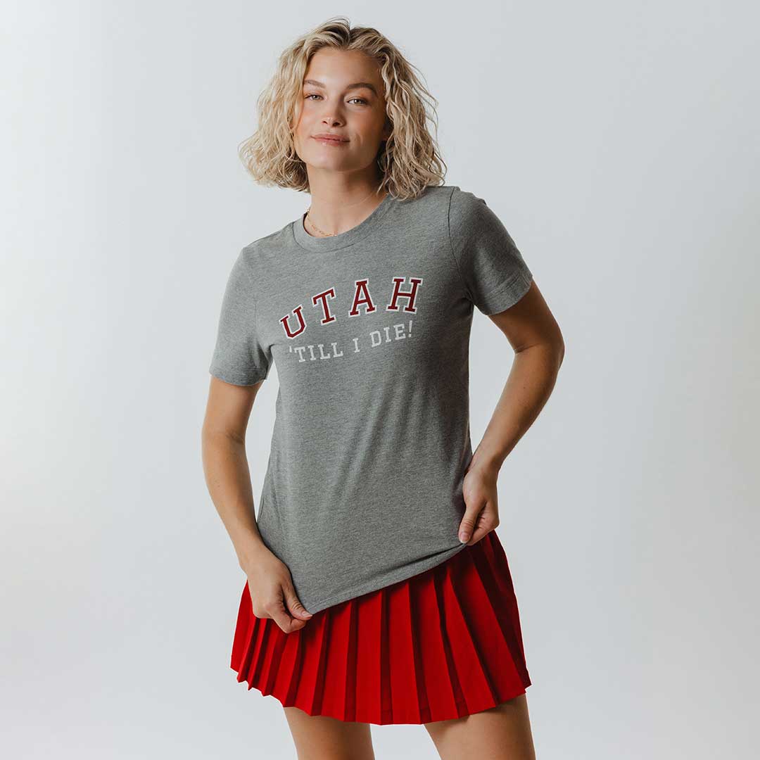 Utah Boyfriend T-Shirt - Grey Till I Die Graphic Tee for Women | Casual Streetwear & Everyday Wear