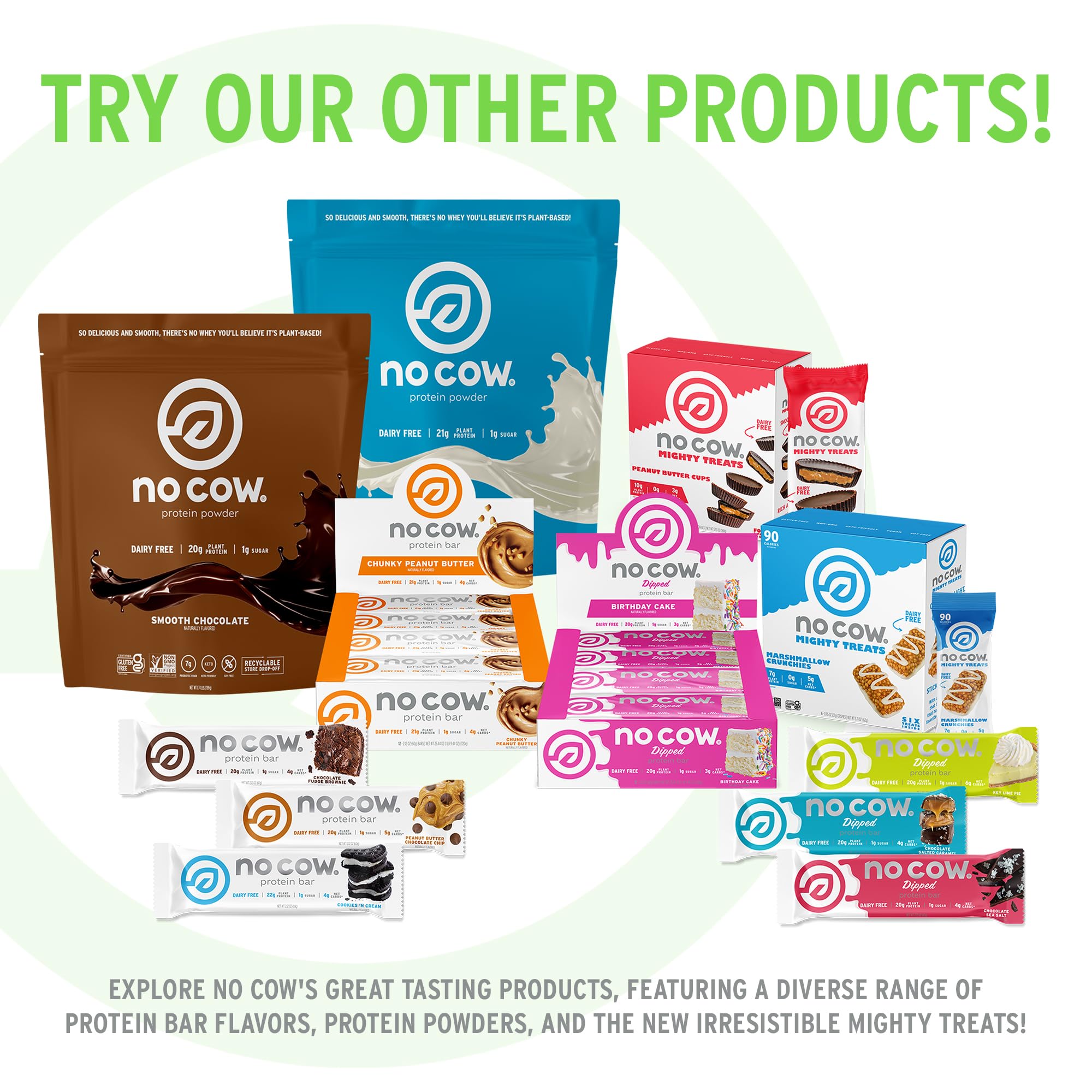 No Cow High Protein Bars, Dipped Variety Pack - 20g Vegan Protein, Low Sugar, Keto Friendly, Dairy & Gluten Free, High Fiber Healthy Snacks (12 Count) - Perfect for Workouts, Hiking & On-the-Go Nutrition