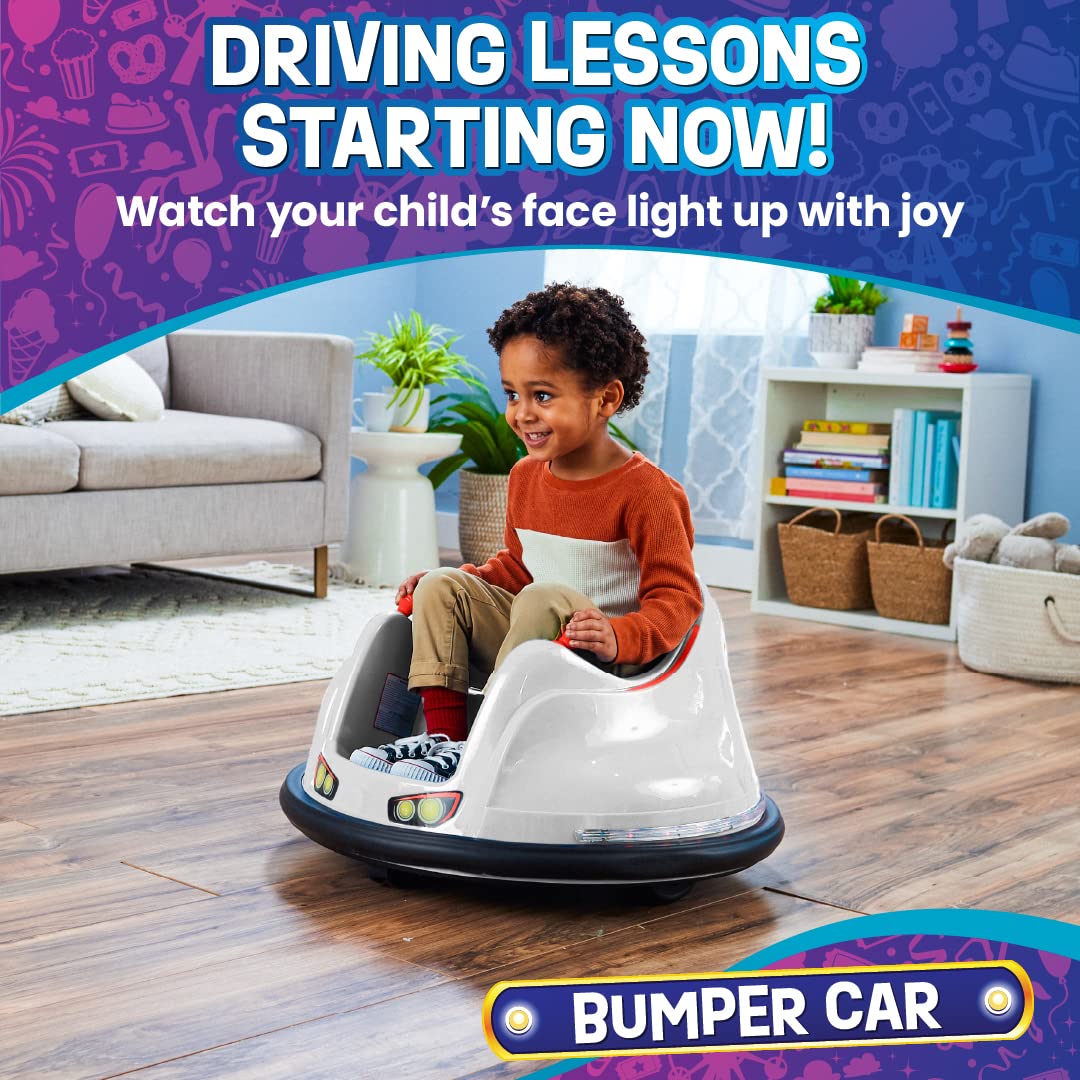 FunPark 6V Electric Bumper Car for Toddlers & Kids Ages 1.5-4 Years - 360° Spinning Ride-On Toy with LED Lights | Supports 66 lbs | Indoor & Outdoor Play | Birthday Gift for Boys & Girls | Backyard & Playground Fun | No Remote Control | Safe & Durable Kids Toy for Home, Daycare & Party Entertainment