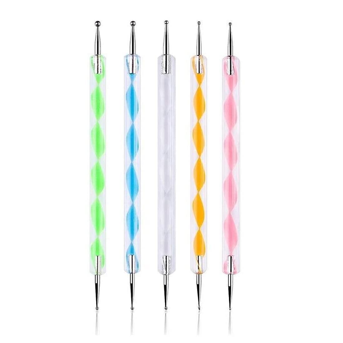 Trendy Nail Art Dotting Tool Set - 5 Piece Multicolor Dotting Pens for Professional & DIY Nail Designs - Perfect for Salon, Home Manicure & Nail Art Enthusiasts