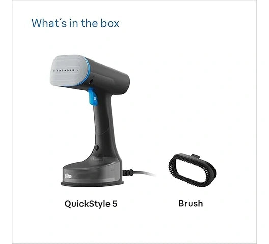 QuickStyle 5 Garment Steamer GS 5031 - Powerful Handheld Clothes Steamer for Wrinkle Removal, Black & Blue - Perfect for Travel, Home, and Professional Use