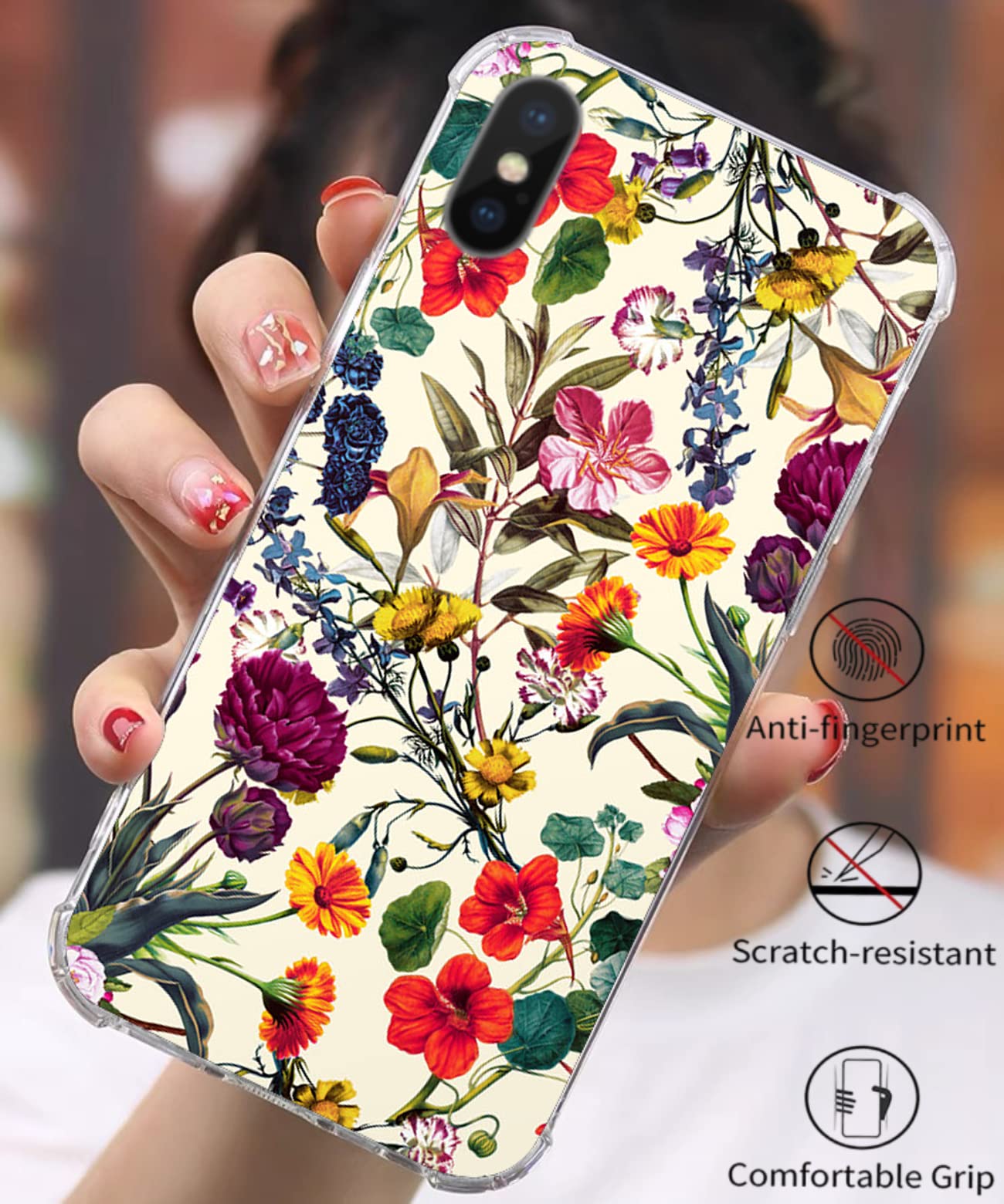 Floral Garden Phone Case for iPhone Xs/X - Trendy Flower Pattern TPU Bumper Cover - Perfect for Spring Outfits, Outdoor Picnics & Nature Lovers