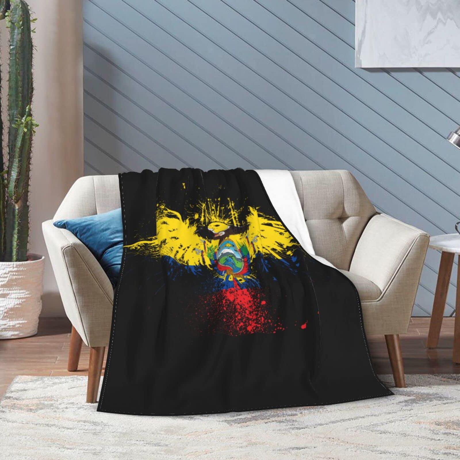 Premium HUFURI Eagle Ecuador Flag Flannel Fleece Throw Blanket - Ultra Soft & Cozy 50