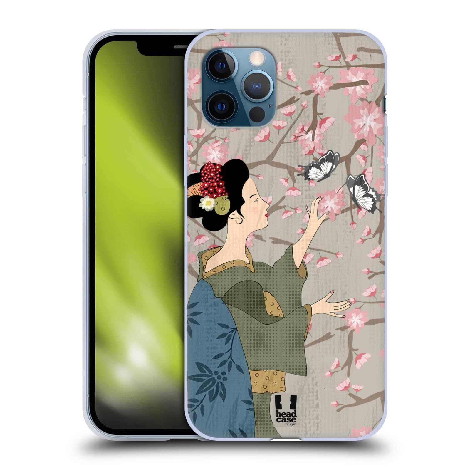 Head Case Designs Chou Geisha Soft Gel Phone Case for Apple iPhone 12 & iPhone 12 Pro - Cute Japanese Style Protective Cover for Everyday Use & Travel