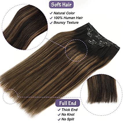 Shivarth 16-18 Inch Straight Synthetic Hair Extensions with 5 Clips - Golden Highlight, Quick & Easy Installation for Adults, Durable & Portable | Perfect for Parties, Cosplay & Daily Styling