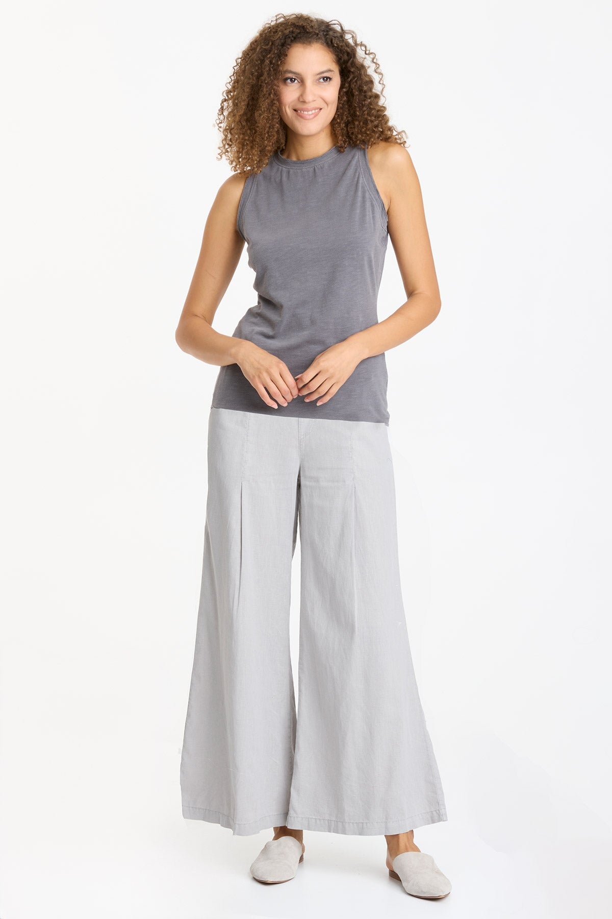 Premium Teresa Cotton Pants - Soft Grey Pigment Dye for Women | Comfortable Casual Wear for Lounge, Yoga & Everyday Outfits