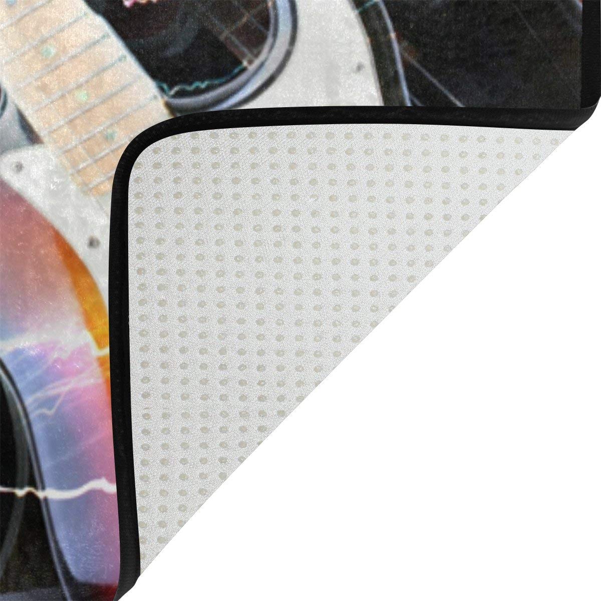 ALAZA Magic Electric Guitar Music Area Rug - 7' x 5' Non-Slip Floor Mat for Living Room, Bedroom, Music Studio - Perfect for Guitarists & Music Lovers Home Decor