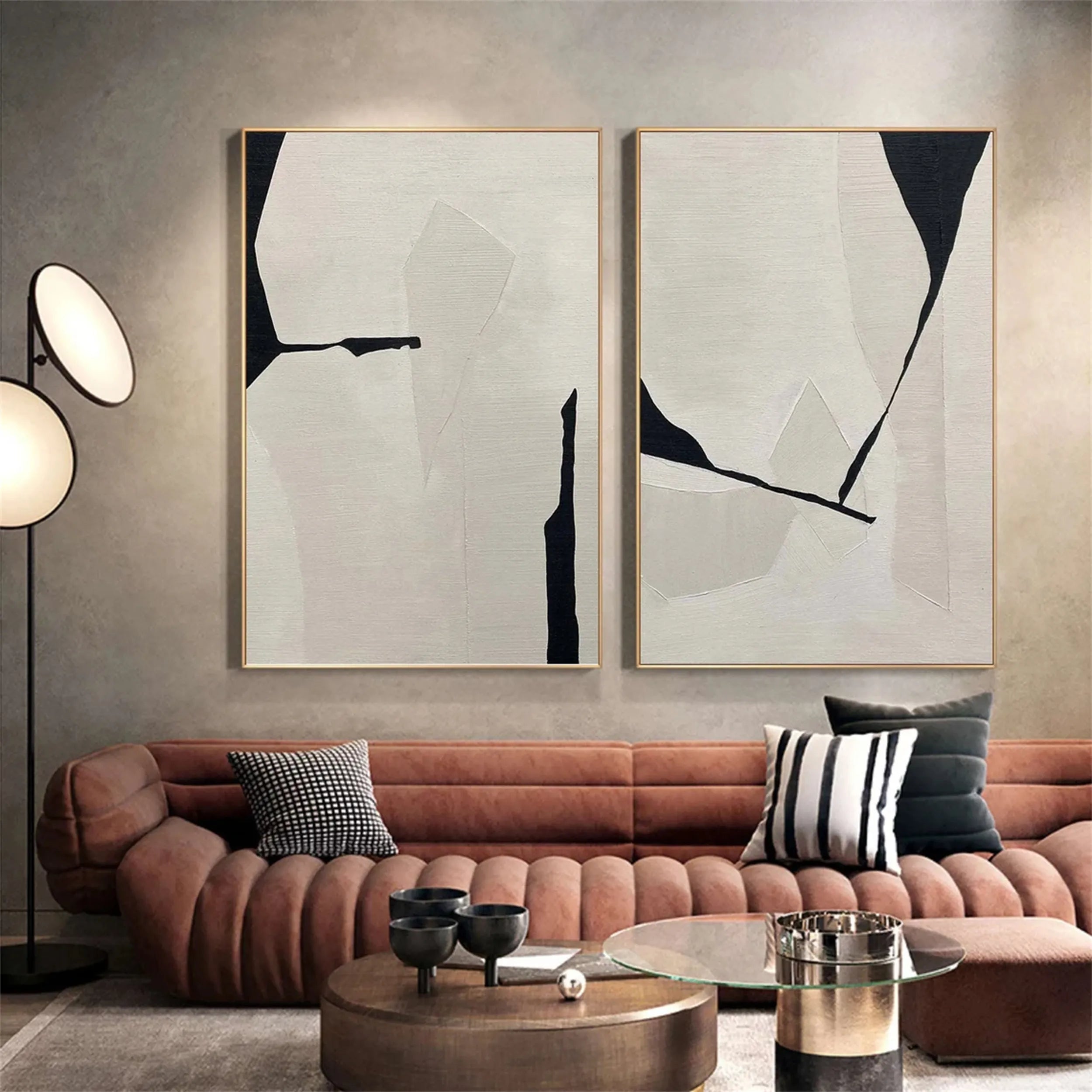 Abstract Tranquility Set of 2 Wall Art Paintings - Modern Minimalist Canvas Prints for Living Room, Bedroom & Office Decor #WS126