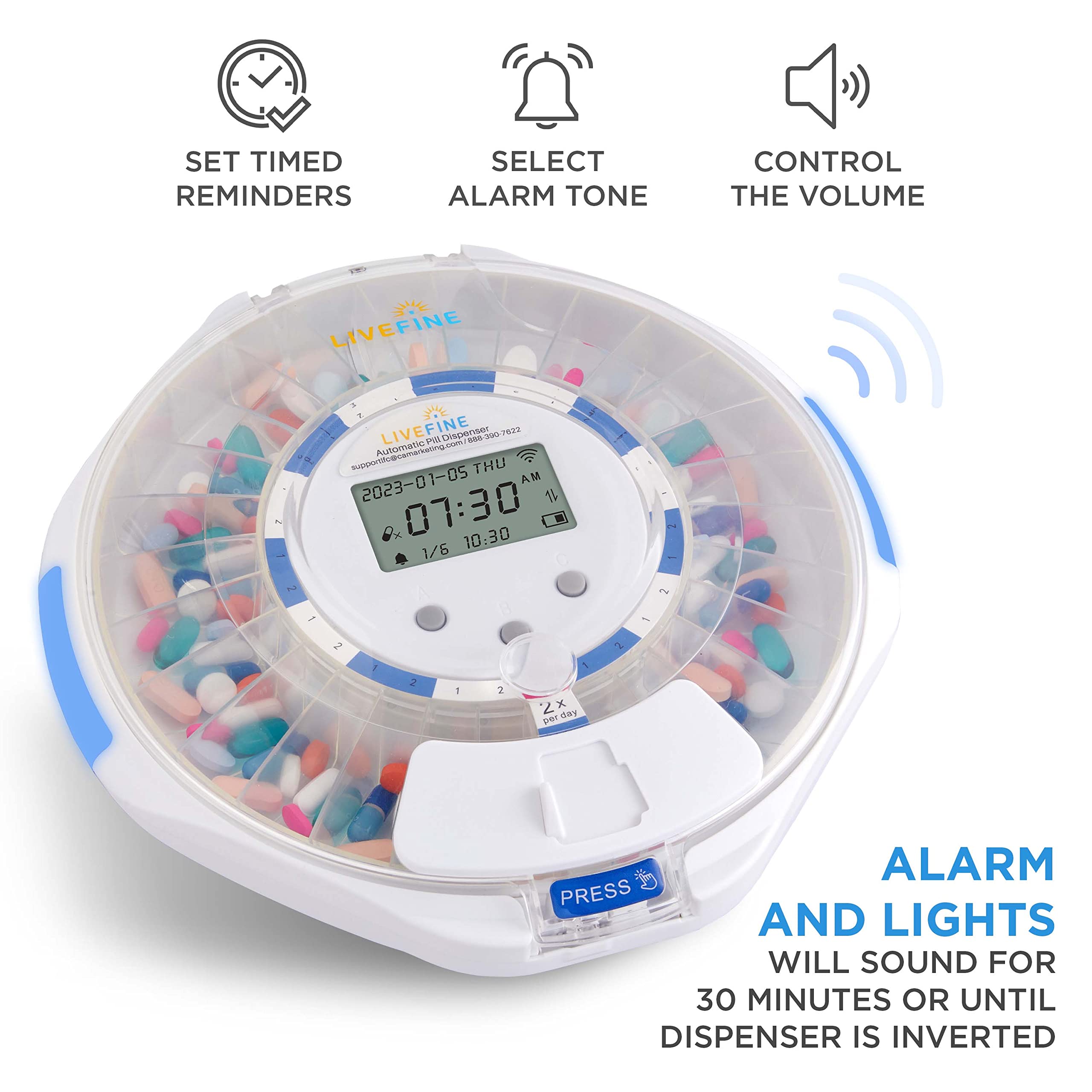 Smart WiFi Automatic Pill Dispenser with Clear Lid – 28-Day Medication Organizer, 9 Doses/Day, Lock Key, Light & Sound Alarms for Prescriptions & Vitamins – Ideal for Elderly Care, Travel, and Daily Medication Management