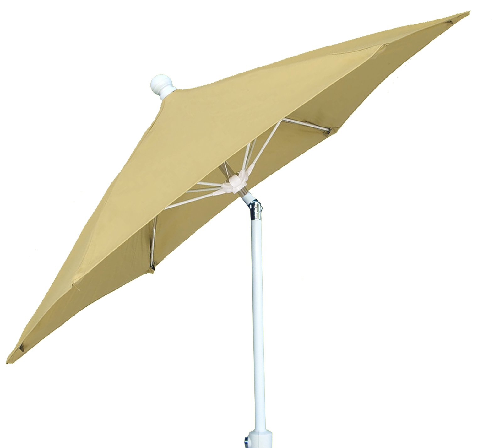 9 ft Beige Patio Umbrella with Push-Button Tilt - White Pole for Outdoor Dining, Poolside Lounging & Backyard Relaxation