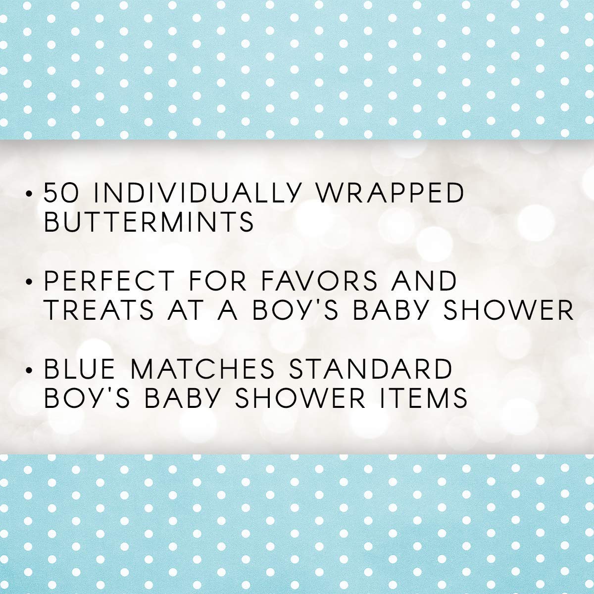 Darice Individually Wrapped Buttermints - 50-Piece Baby Boy Mints with Blue Wrappers | Delicious Candy for Baby Showers, Gender Reveal Parties & Wedding Favors | Perfect Party Favor for Special Occasions
