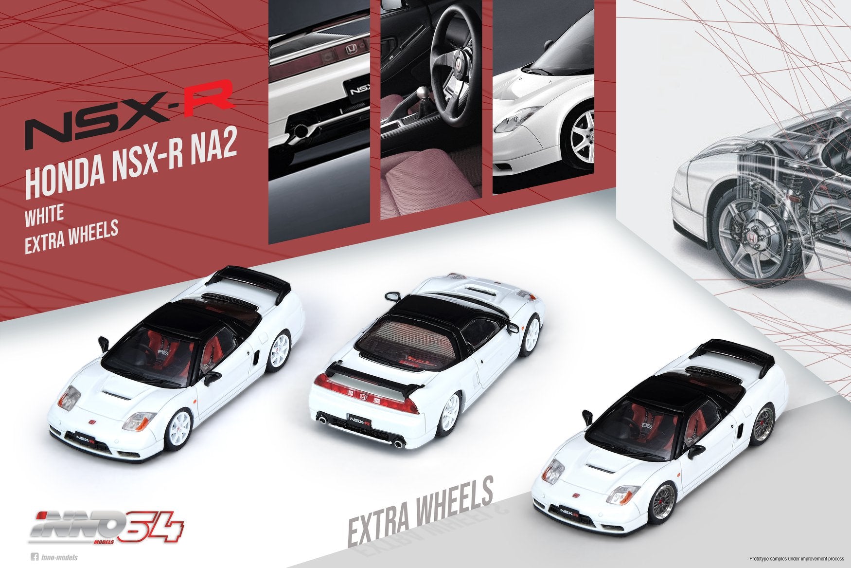 INNO Models 1:64 Scale Diecast Honda NSX R NA2 Championship White - Collectible Miniature Car for Display, Racing Enthusiasts & Model Car Collections