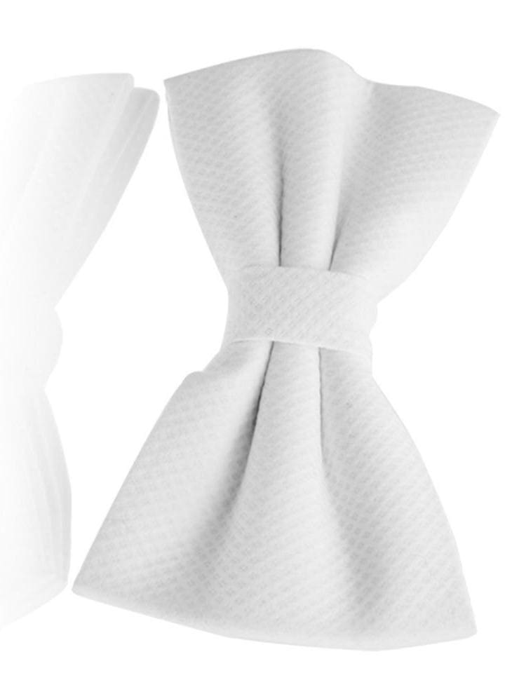 LA Smith Men's Pre-Tied White Marcella Bow Tie - Classic Formal Accessory for Weddings, Prom & Business Events
