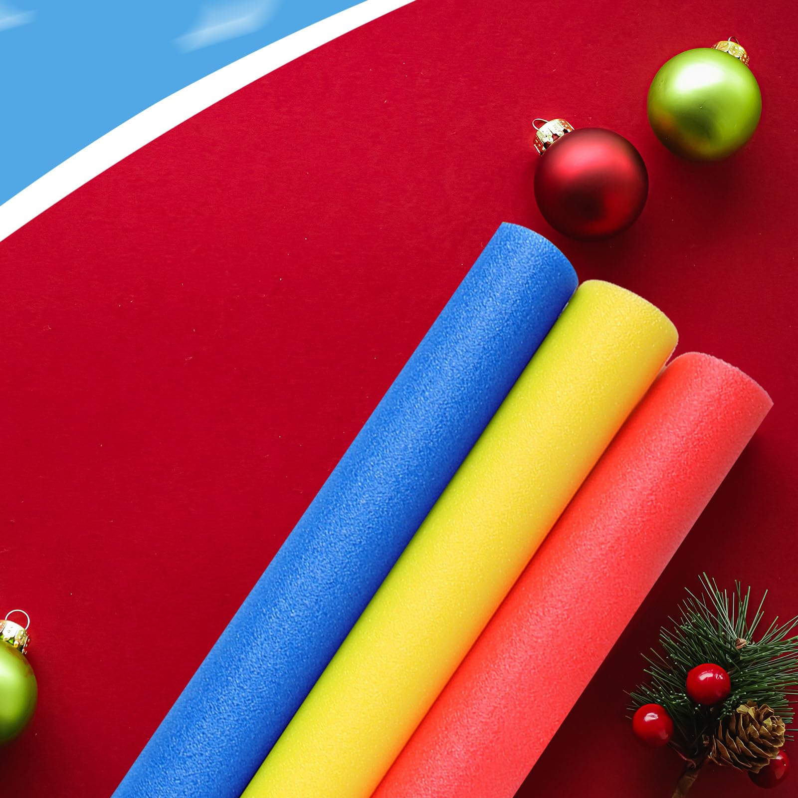 Leitee 8 Pack 52 Inch Heavy Duty Foam Swim Noodles - Bright Pool Float Noodles for Swimming, Water Exercise & Christmas Decorations | Bulk Pack for Summer Pool Parties, Beach Activities & Holiday Decor
