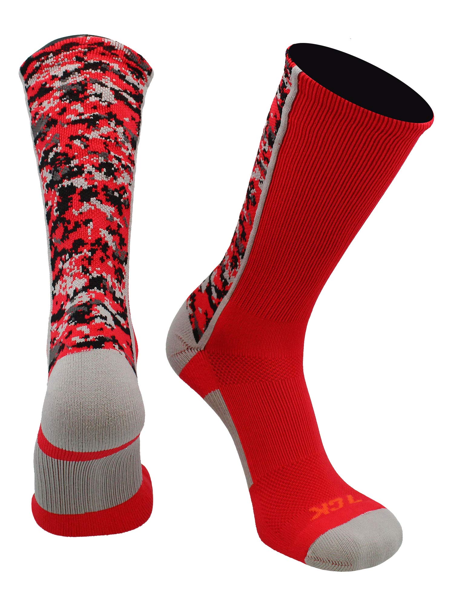 TCK Athletic Crew Socks - Digital Camo Sports Socks for Men - Moisture Wicking & Cushioned for Football, Basketball, Lacrosse & Running - Perfect for Training & Game Day Performance
