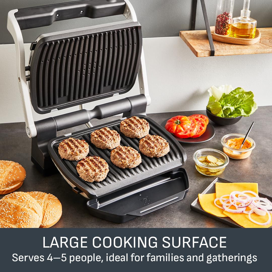 Tefal GC722D40 Optigrill Plus XL Electric Grill - 9 Automatic Cooking Settings, Smart Sensor, Non-Stick Removable Plates, Stainless Steel Design - Perfect for Indoor BBQ, Family Gatherings & Healthy Meals