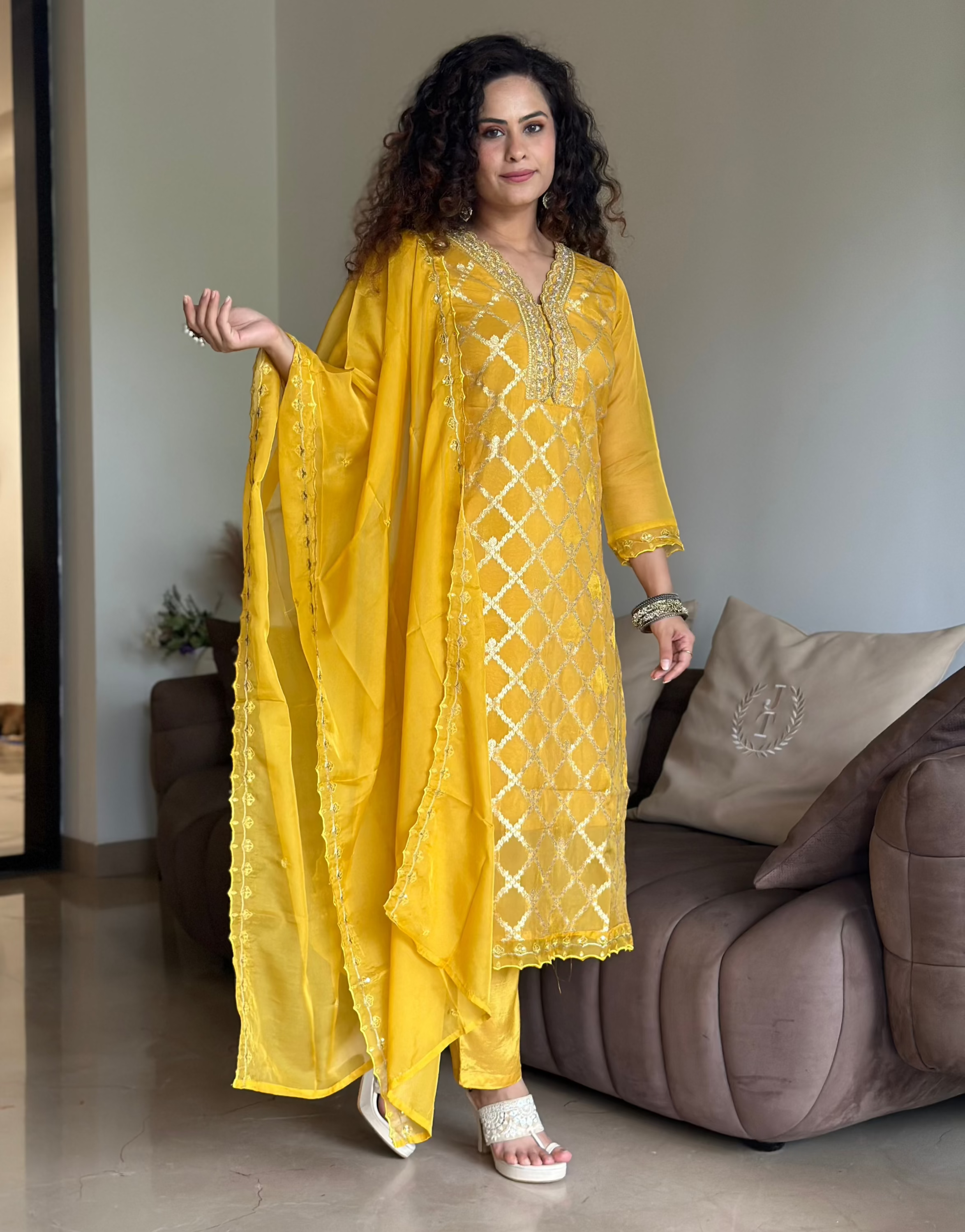 Stylish Bright Yellow Kurta Suit Set for Women | Traditional Indian Ethnic Outfit | Perfect for Festivals, Weddings & Special Occasions