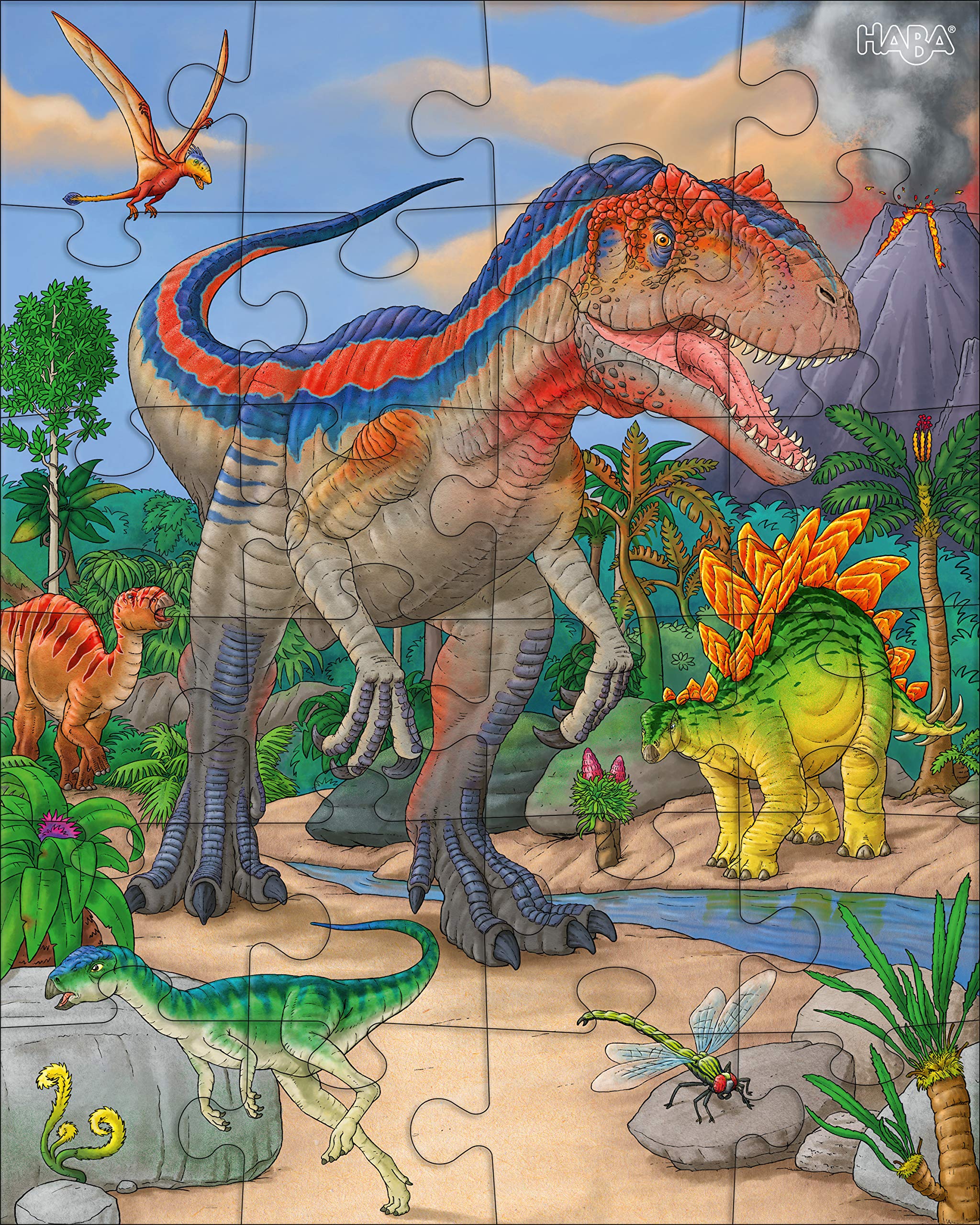 HABA Dinosaur Puzzles for Kids - 3 Pack of 24-Piece Jigsaw Puzzles with 3 Dinosaur Themes - Educational Toys for Children Ages 4+ (303377) - Perfect for Birthday Gifts, Preschool Learning & Family Game Night