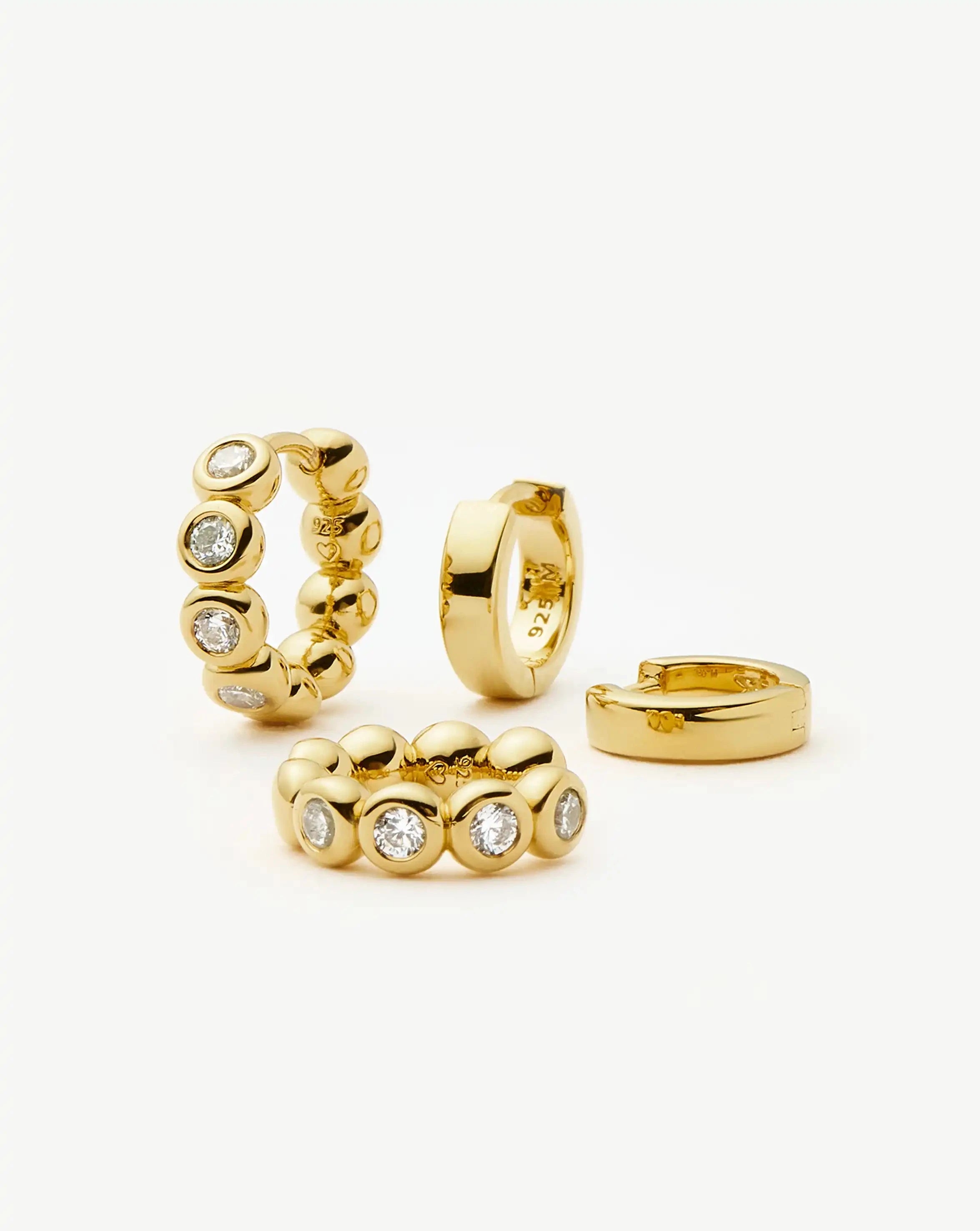 18k Gold Vermeil Tennis & Hoop Earrings Set for Women - Elegant Everyday Jewelry for Work, Party & Special Occasions