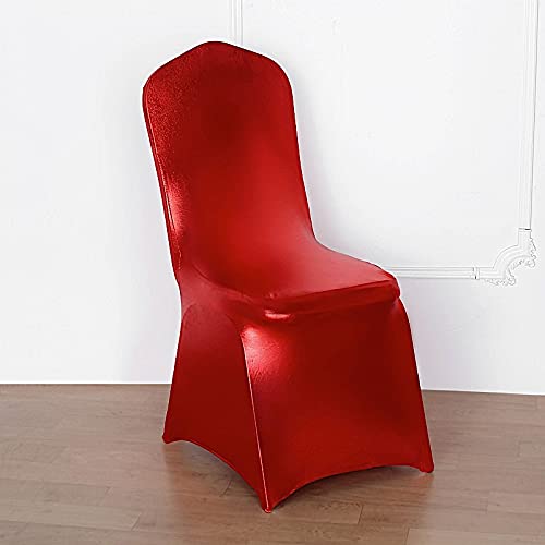 25-Piece Red Metallic Banquet Chair Covers - Stretchable Spandex Slipcovers for Wedding, Party & Reception Decor - Elegant Lame Fabric for Event Seating & Home Decor