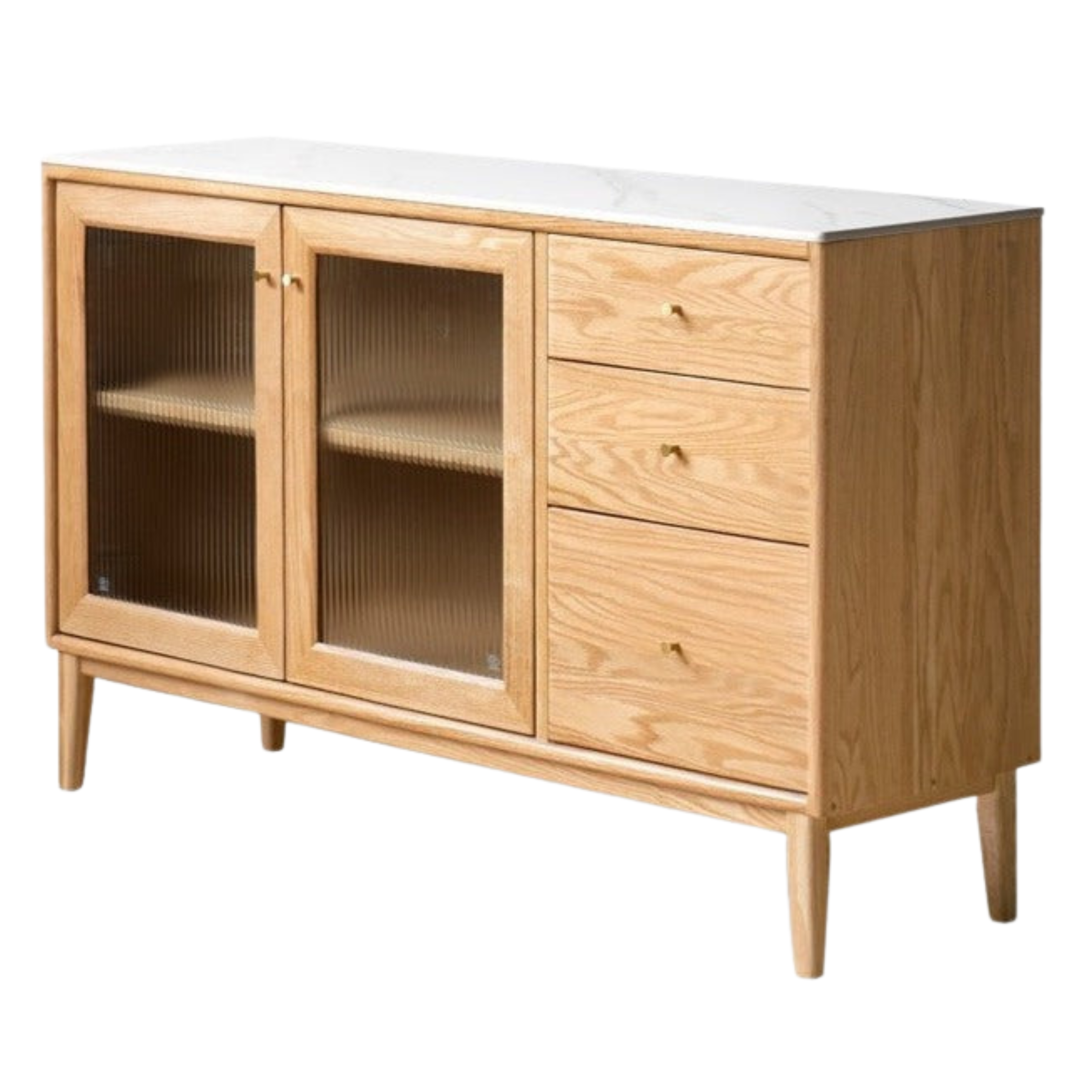 49.2x15.7x32.4 inch / 125x40x82.2сm / Natural wood color / rock board sideboard (glass door)