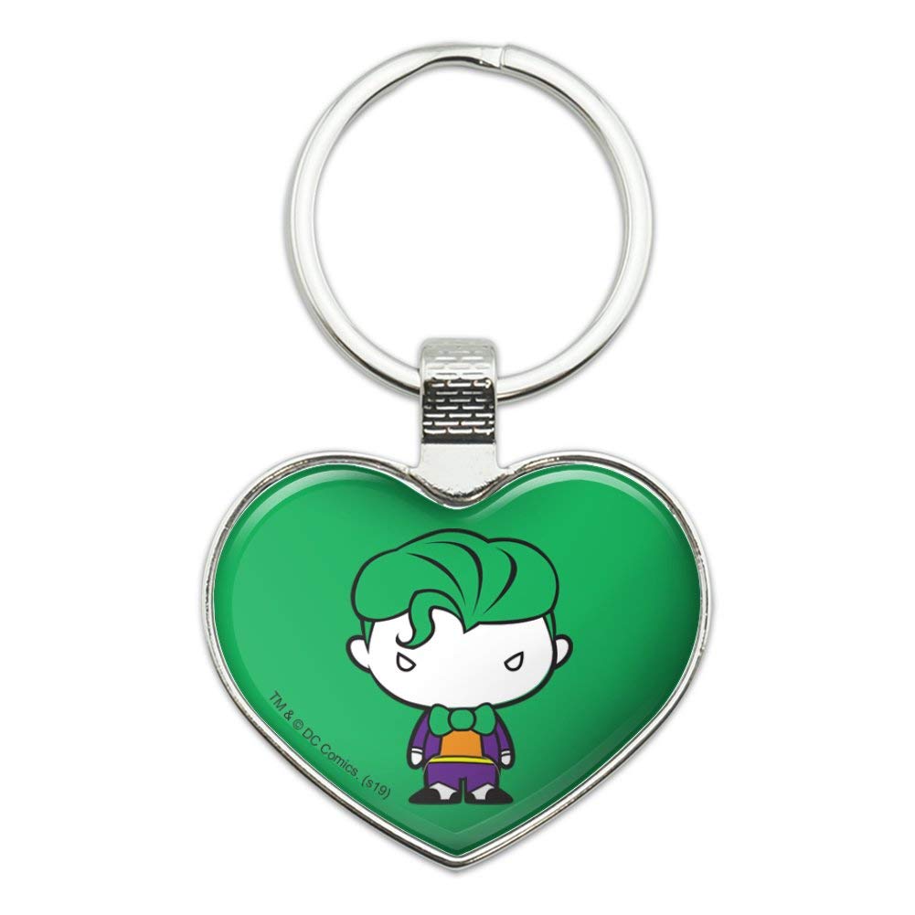 Batman Joker Cute Chibi Character Keychain - Heart Love Metal Key Ring for Backpacks, Gifts & Cosplay Accessories