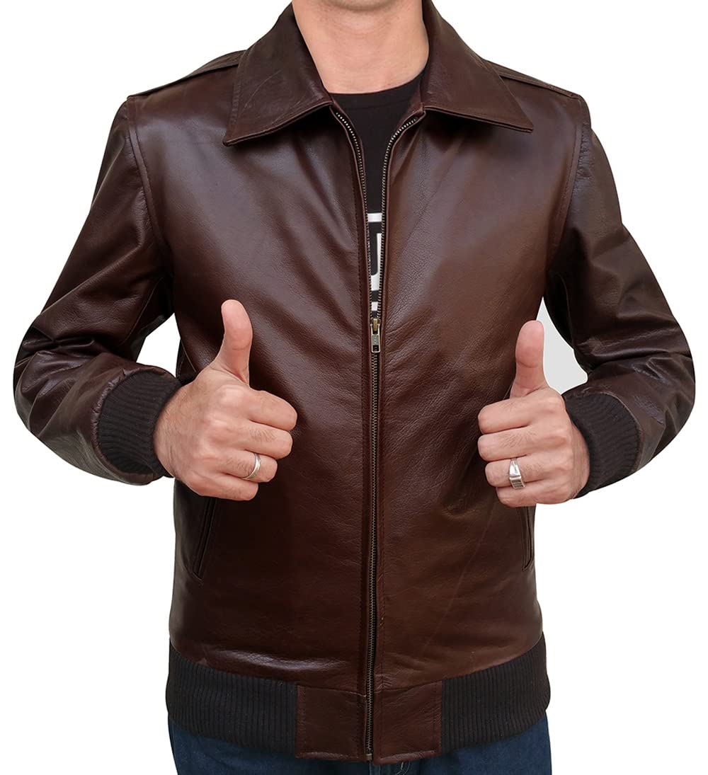 Men's Classic Slim Fit Retro Lambskin Leather Jacket - Vintage Style Motorcycle Biker Coat for Casual Wear & Night Out