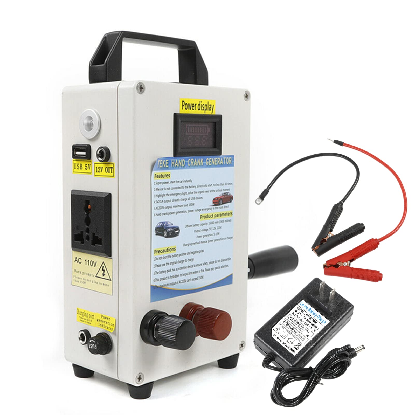 150W Hand Crank Emergency Power Generator with USB Charger - Portable Outdoor Camping Gear for Phone Charging, Survival Kits & Emergency Power Supply (Perfect for Camping, Hiking, Blackouts & Natural Disasters)