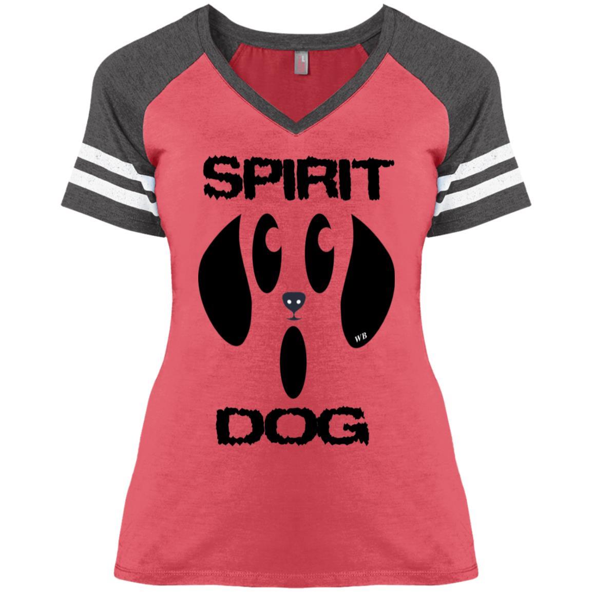 Spirit Dog Halloween Ladies' V-Neck T-Shirt | Funny Wine Lover Graphic Tee | Perfect for Halloween Parties, Wine Tasting & Casual Wear