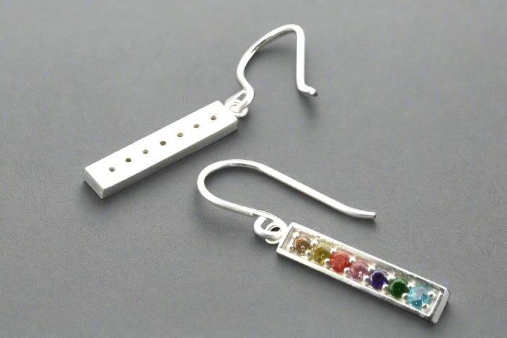 Rainbow Cubic Zirconia Drop Earrings in Sterling Silver - Elegant Dangle Jewelry for Women, Perfect for Parties, Weddings & Special Occasions