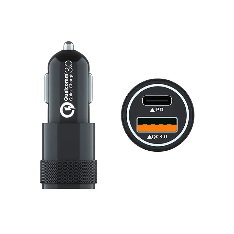 30W Dual USB Car Charger with USB-C & USB-A Ports - Fast Charging for iPhone, Android, and More - Perfect for Road Trips & Daily Commutes