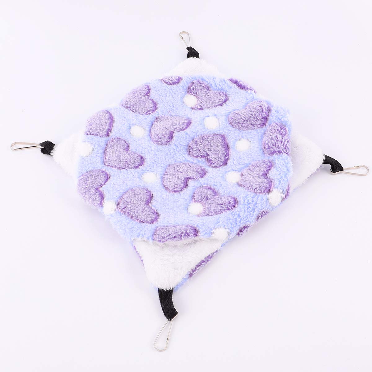 Warm Hanging Pet Bed - Soft Plush Double Layer for Dogs & Cats - Purple Heart Print (20x20) for Cozy Home Comfort