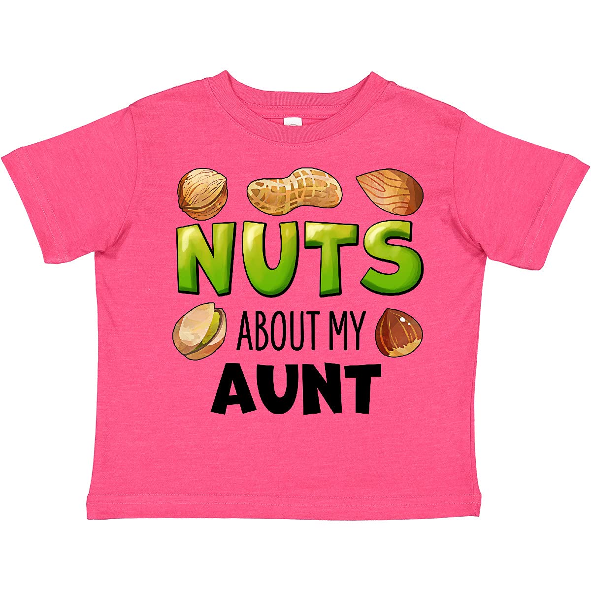 Inktastic 'Nuts About My Aunt' Peanut, Almond, Pistachio Toddler T-Shirt - Cute Funny Auntie Gift for Toddlers, Birthday & Family Reunion Outfit