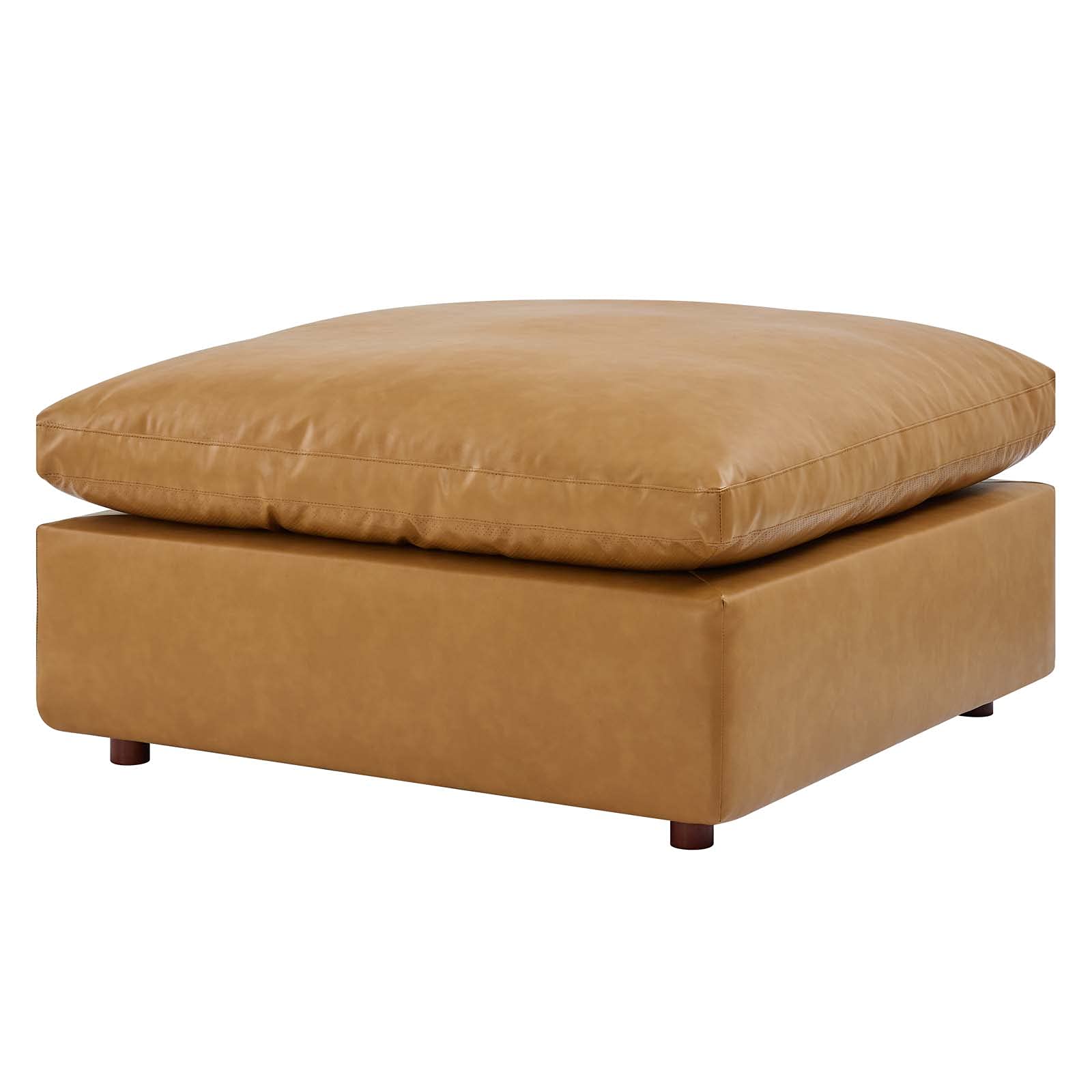 Modern Contemporary Sectional Sofa Set - Faux Vegan Leather in Tan - Perfect for Lounge, Hotel Lobby & Hospitality Spaces