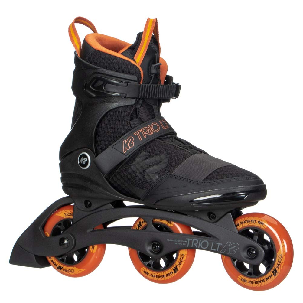 K2 Trio LT 100 Black Orange Men's Urban Inline Skates - Size 6.0 | Comfortable & Durable for Fitness Skating, Commuting & Outdoor Recreation