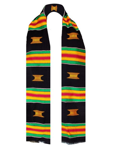 Authentic Handwoven Kente Scarf Sash DP2169 - African Print Fashion Accessory for Women, Perfect for Weddings, Cultural Events & Everyday Style